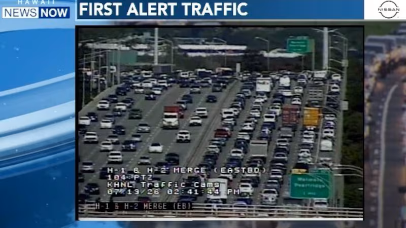 The closure is causing traffic gridlock eastbound, with backups past Manager’s Drive.